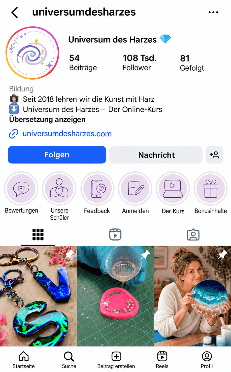 Deutsches Instagram-Profil des Universums des Harzes mit mehr als 108.000 Followern